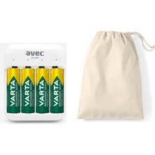 Varta 4 Adet Şarj Edilebilir 2100MAH Aa Kalem Pil+Avec AV-CH01 USB Hızlı Pil Şarj Cihazı 4lü