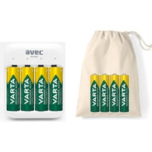 Varta Şarj Edilebilir 4 Adet Aa Kalem+4 Adet Aaa Ince Pil+Avec AV-CH01 USB Hızlı Pil Şarj Cihazı 4lü