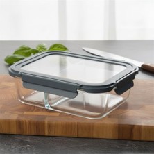 Esplendor Store 1500 ml Büyük Boy Iki Bölmeli Cam Saklama Kabı, Sızdırmaz Kilitli Kapaklı Yemek Beslenme Kutusu, Fırına Girebilen Borosilikat Cam Lunch Box Sefer Tası