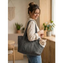 Patiderm Milano Kedi & Köpek Taşıma Çantası Gri Kaliteli Kumaş ve Peluş İç ile 7 kg Taşıma Kapasitesi