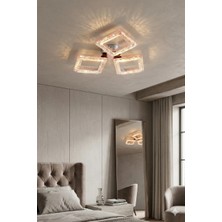 Lzy Avize Store Kristal Kare 3’lü Gold Plafonyer Avize – Salon, Yemek Masası, Mutfak, Antre ve Çocuk Odası Aydınlatma