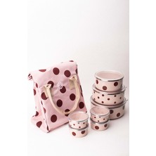Emaylabxpeppythings Cherry 3’lü Set – Pembe Emaye Saklama Kabı ve Termal Taşıma Çantası 10 Litre