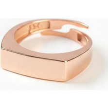 Tesbihname Modern Tasarım Rose Renk Free Size 925 Ayar Gümüş Kadın Tektaş Yüzük