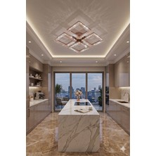 Lzy Avize Store Kristal Kare 4’lü Gold Avize – Salon, Yemek Masası, Mutfak, Antre ve Çocuk Odası Aydınlatma