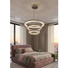 Lzy Avize Store Kristal 3’lü Halka Avize – Modern Salon, Yemek Masası, Mutfak, Antre ve Çocuk Odası Aydınlatma