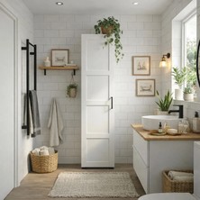 Dekorex BNY111BEYAZ Boy Kapaklı Yüksek Banyo Dolabı