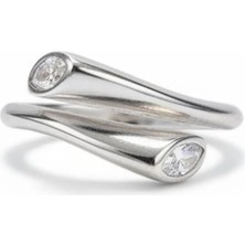 Tesbihname Beyaz Zirkon Taşlı Cats Eye Detaylı Silver Renk Free Size 925 Ayar Gümüş Kadın Yüzük