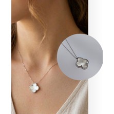 Keskin Gümüş Gümüş Beyaz Vanclef Tasarım Yonca Kadın Kolye Yılbaşı Yeni Yıl Hediye