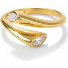 Tesbihname Beyaz Zirkon Taşlı Cats Eye Detaylı Silver Renk Free Size 925 Ayar Gümüş Kadın Yüzük