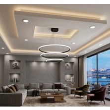 Lzy Avize Store 3’lü Çember Modern Siyah Sarkıt Avize – Salon & Yemek Masası Sarkıt Aydınlatma