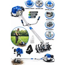 Dragro Alman 20 Hp Yan Tipi Benzinli Motorlu Ot Çalı Tırpanı Çim Biçme Makinesi Tirpan Çift Çapa Aparatli
