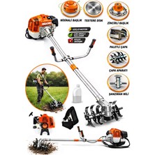 Alman 20 Hp Yan Tipi Benzinli Motorlu Ot Çalı Tırpanı Çim Biçme Makinesi Tirpan Çift Çapa Aparatli