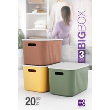 Mowo Home Mix Renk 20 Lt Çok Amaçlı Düzenleyici Kapaklı Kutu, Saklama Kutusu, Organizer, Storage, Sepet