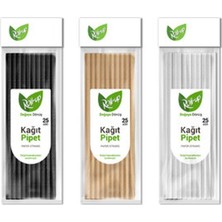 1 Adet Roll-Up Doğaya Dönüş Kağıt Pipet 25'li