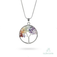 Uçan Geyik Hayat Ağacı Çakra Doğal Taş Kolye - Paslanmaz Çelik | Ruhsal Denge, Şans, Sevgi - Kadın Takı