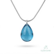 Uçan Geyik Mavi Kedi Gözü Doğal Taş Kolye - Paslanmaz Çelik | İç Huzur, Ruh Dengesi, Nazardan Korunma