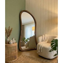 Ersan Dizayn Ahşap Çerçeve Asimetrik Ayaklı Boy Aynası - Ceviz 80X180 CM