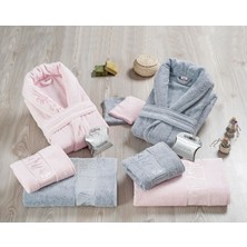 Nurpak Bambu Bornoz Seti 10 Parça Pudra Gri Yumuşak ve Rahat Materyal