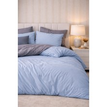 More Home  Çift Kişilik Yorgan Kılıfı + 2 Yastık Kılıfı Mavi-Antrasit