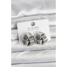 Twin Store Pirinç Sarmal Gümüş Renk Kadın Küpe - TJ-BKP11347