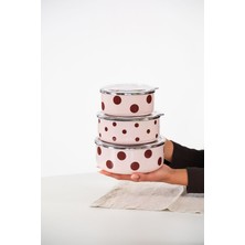 Emaylabxpeppythings Cherry Emaye Üçlü Saklama Kabı Seti (Ocaklarda Kullanılabilir)