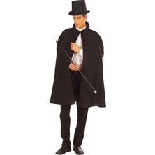 Uravas Store Siyah Sihirbaz Pelerini 120 cm ve Sihirbaz Şapkası 12 cm Yetişkin Boy