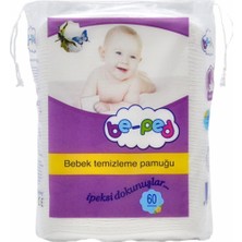 Be-Ped 60'lı Paket Bebek Temizleme Pedi Pamuklu Hassas Ciltler İçin İpeksi Dokunuş