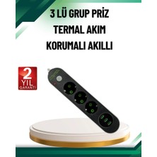 Uravas Store Akım Korumalı Anahtarlı USB Girişli Üçlü Priz