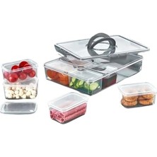 8'li Saklama Kabı Seti, Kahvaltılık Taşıma Kutulu ve Düzenleyici, Buzdolabı Organizeri ve Piknik Için Ideal, Çok Amaçlı Saklama Çözümü (Beyaz)