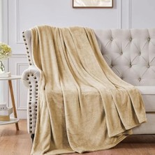 Polar Battaniye, 280GSM Süper Yumuşak Yatak Battaniyesi Peluş Rahat Hafif Flanel Battaniyeler Yatak, Kanepe, Seyahat, Kamp Için (Deve, 200X230CM)