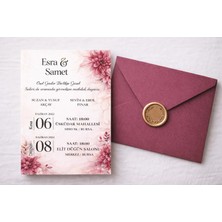 Gmt Ambalaj Bordo Floral Davetiye Tasarımı – Şık & Modern Düğün Davetiyesi (50 Adet)