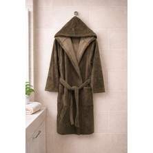 MySoft Home Triga Kadife Kapüşonlu Bornoz  %100 Pamuk