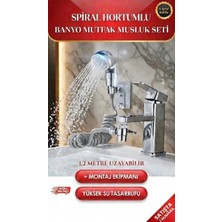 2 In 1 Spiral Hortumlu Ayarlanabilir Hareketli Banyo Mutfak Lavabo Musluk Duş Başlığı