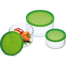 White & Beige Simax Yuvarlak 3'Lü Saklama Kabı Seti 0,40+ 0,80+1,50 Lt