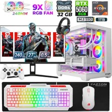 Xaser Sword X55 Ryzen 7 5700X 32GB Ram 1tb M.2 SSD 8gb RTX5060 Sıvı Soğutmalı 27" 240Hz Masaüstü Oyuncu Bilgisayarı