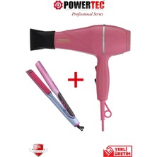 Powertec TR-501 Profesyonel Pembe Renkli Fön + TR-2830 IonTech Saç Düzleştirici