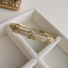 Lente Aksesuar Xuping Lüks Seri Zirkon Taşlı x Model Gold Kelepçe