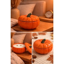 Bal Kabağı Dekoratif Mum – Seramik Kapaklı Kokulu Mum