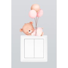 Pinkipay Sevimli Baloncu Ayıcık Çocuk Odası Dekoratif Priz Stickerı (Figür 2)