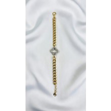 Fully Goldkaplama Kalın Zincir Yonca Bileklik