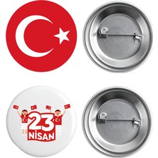 Ebruli Baskı 23 Nisan Temalı Türk Bayraklı Rozet – Anlamlı ve Şık Tasarım