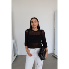 Özge Özgenç Bisiklet Yaka Merserize Triko