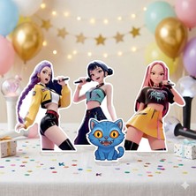 Dodomar K-Pop 4'lü Ayaklı Pano Seti Demon Hunter Huntrix Zoey Mira Rumi Derpy Tiger Masaüstü Set