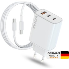 Woyax Hızlı Şarj Aleti 65W Type-C Kablo Beyaz Android / Tablet / iPhone / Macbook/ Laptop