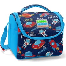 Lacivert Mavi Uzay Desenli Beslenme Çantası - Erkek Çocuk