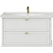 Creavit Antik Iki Çekmeceli 100 cm Beyaz Lavabo Dolabı Ikili Set