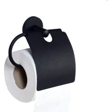 Multistore Siyah Paslanmaz Tuvalet Kağıtlığı Kapaklı Ergonomik Tasarım Mat Siyah Renk