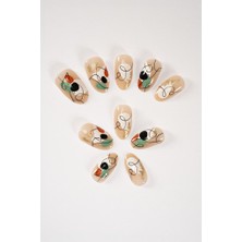 Pop Beauty Takma Tırnak Seti Zararsız Pro-Yapıştırıcı ile 24 Adet Desenli Tırnak