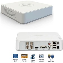 Hikvision DS-7104HGHI-M1 Turbo Hd Dvr 4 Kanal Güvenlik Kayıt Cihazı