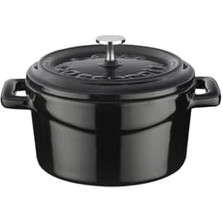 Yvz Store Metal Döküm Mini Tencere, 10 Cm, 0.35 L Hacim, Siyah